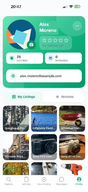 An owner's BRWD profile showing their listings and booking count